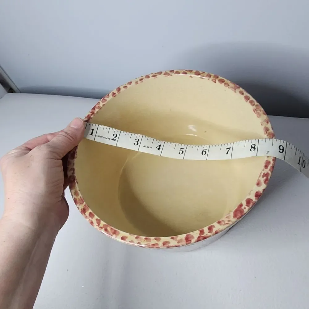 Red Spongeware Mixing Bowl Crock